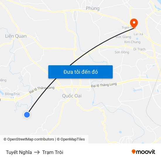 Tuyết Nghĩa to Trạm Trôi map