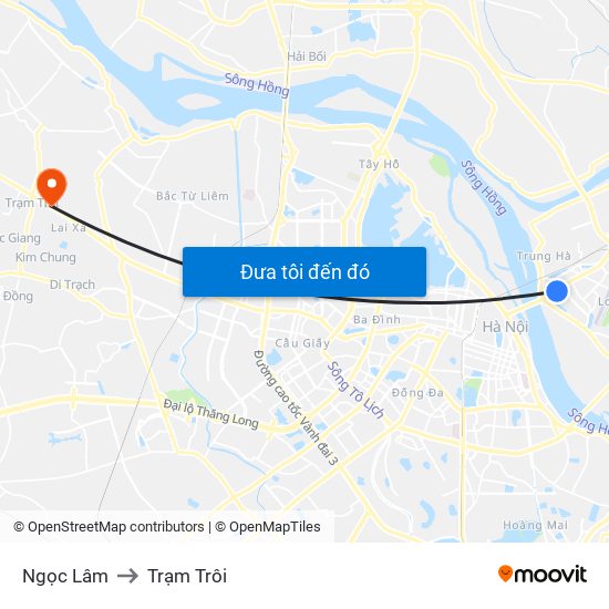 Ngọc Lâm to Trạm Trôi map