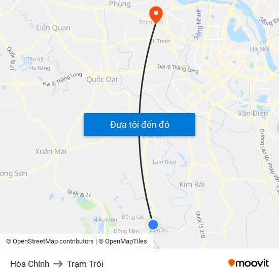 Hòa Chính to Trạm Trôi map