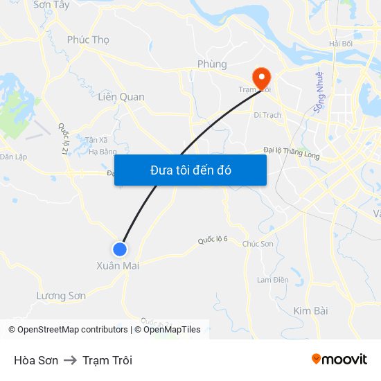 Hòa Sơn to Trạm Trôi map