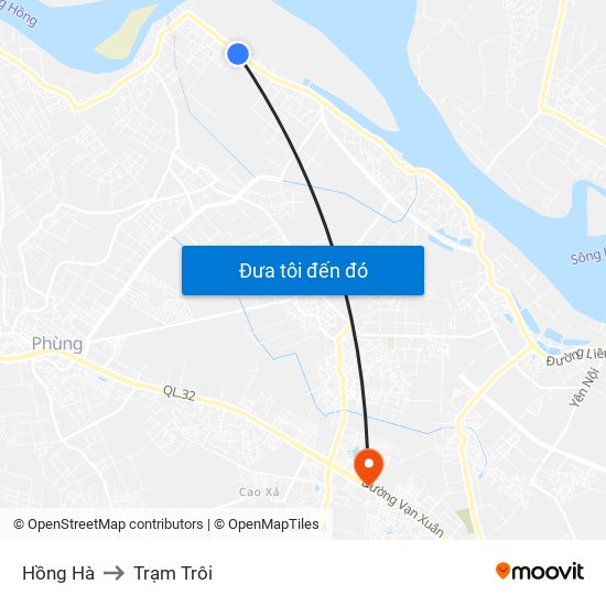 Hồng Hà to Trạm Trôi map