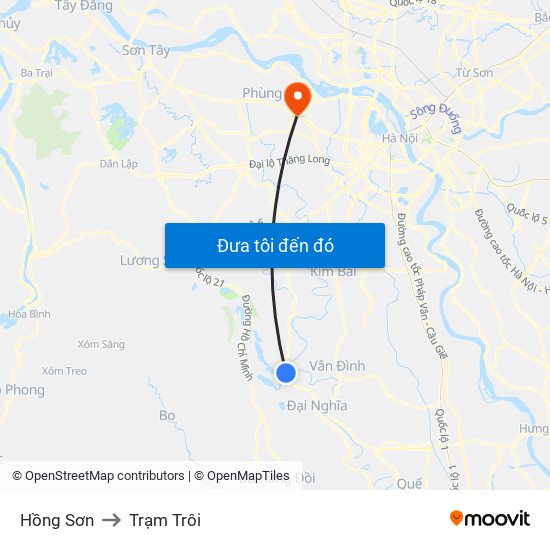 Hồng Sơn to Trạm Trôi map