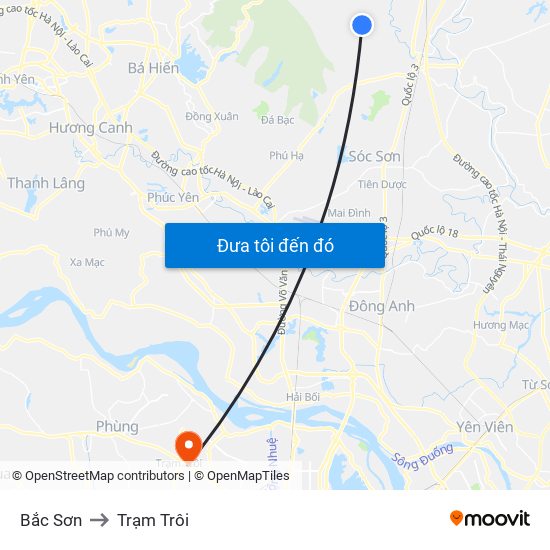 Bắc Sơn to Trạm Trôi map