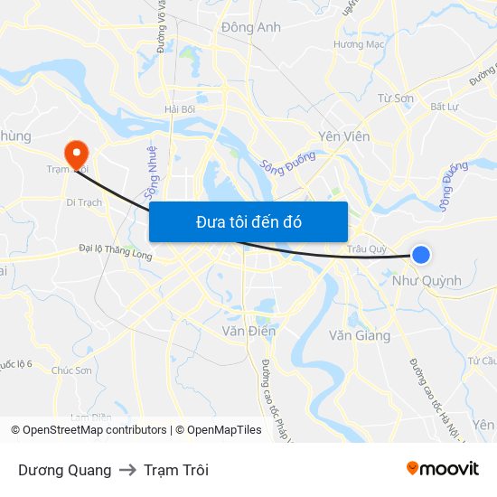 Dương Quang to Trạm Trôi map