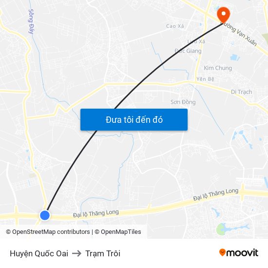 Huyện Quốc Oai to Trạm Trôi map