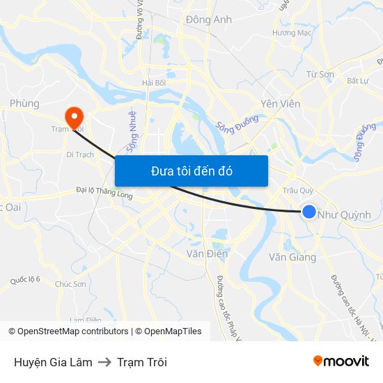 Huyện Gia Lâm to Trạm Trôi map