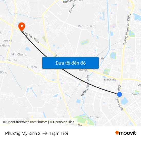 Phường Mỹ Đình 2 to Trạm Trôi map