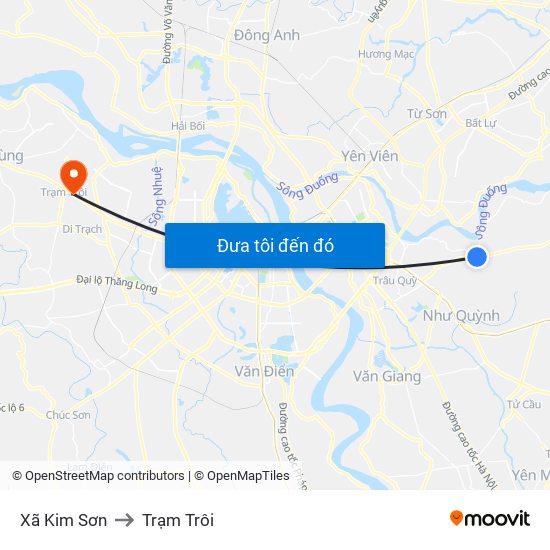 Xã Kim Sơn to Trạm Trôi map