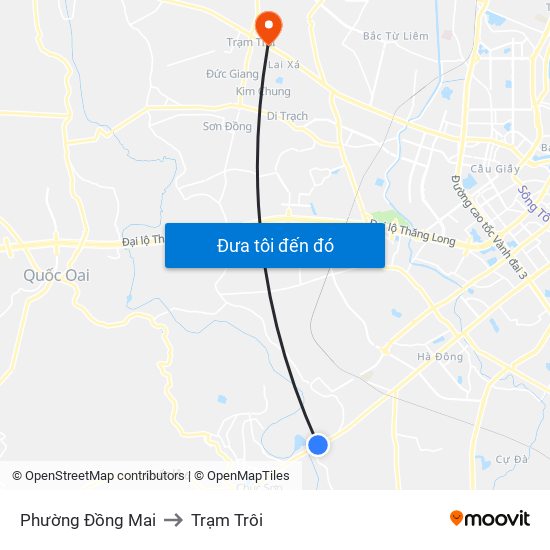 Phường Đồng Mai to Trạm Trôi map