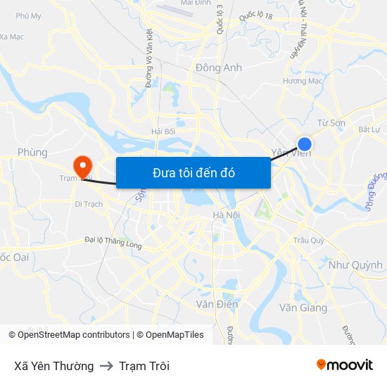 Xã Yên Thường to Trạm Trôi map