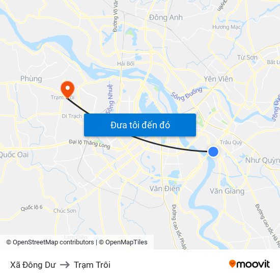 Xã Đông Dư to Trạm Trôi map
