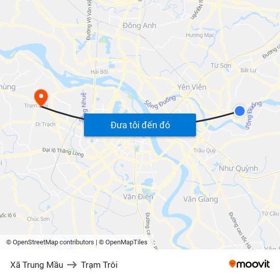 Xã Trung Mầu to Trạm Trôi map