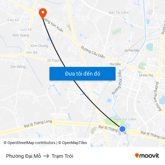 Phường Đại Mỗ to Trạm Trôi map