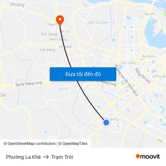 Phường La Khê to Trạm Trôi map