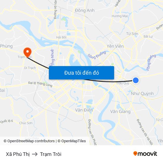 Xã Phú Thị to Trạm Trôi map