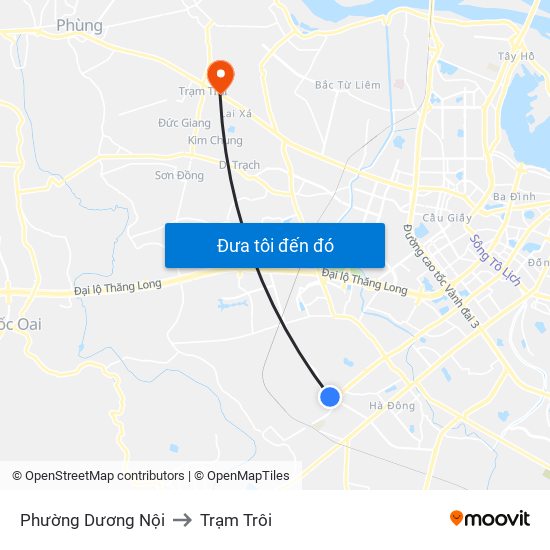 Phường Dương Nội to Trạm Trôi map