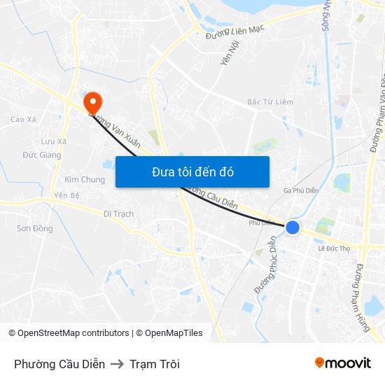 Phường Cầu Diễn to Trạm Trôi map