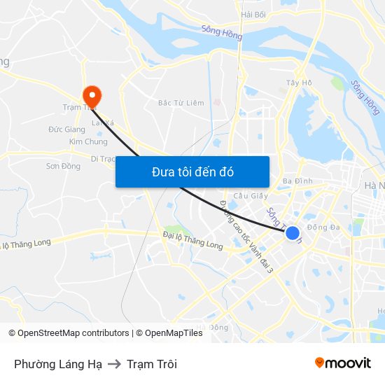 Phường Láng Hạ to Trạm Trôi map