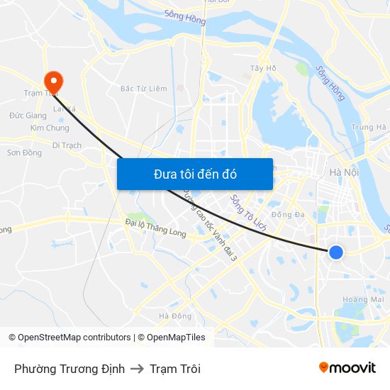 Phường Trương Định to Trạm Trôi map