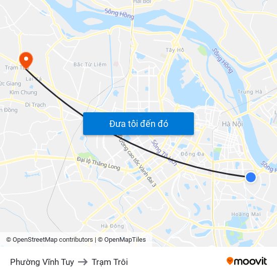 Phường Vĩnh Tuy to Trạm Trôi map