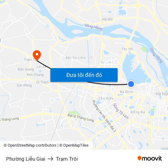 Phường Liễu Giai to Trạm Trôi map