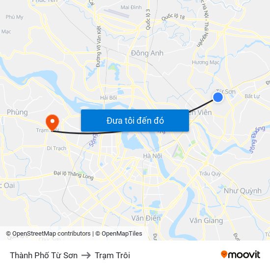 Thành Phố Từ Sơn to Trạm Trôi map