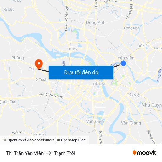 Thị Trấn Yên Viên to Trạm Trôi map