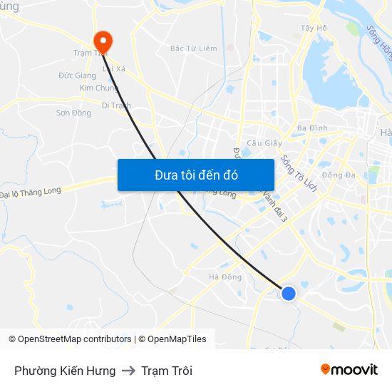 Phường Kiến Hưng to Trạm Trôi map