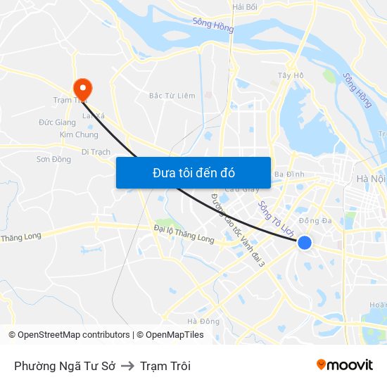 Phường Ngã Tư Sở to Trạm Trôi map