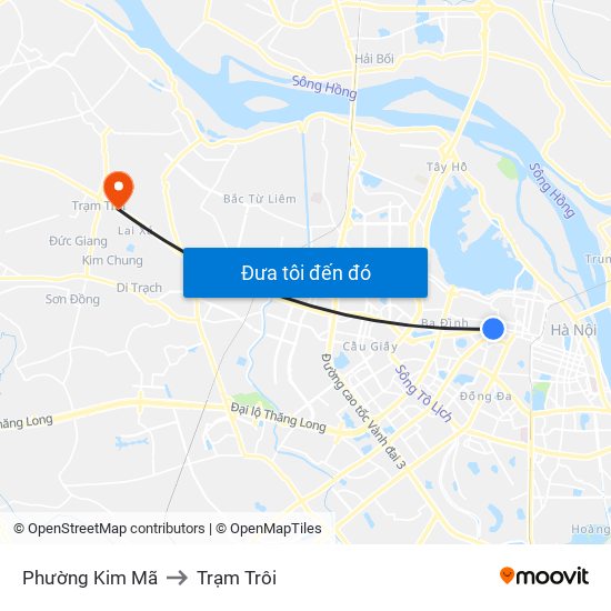 Phường Kim Mã to Trạm Trôi map