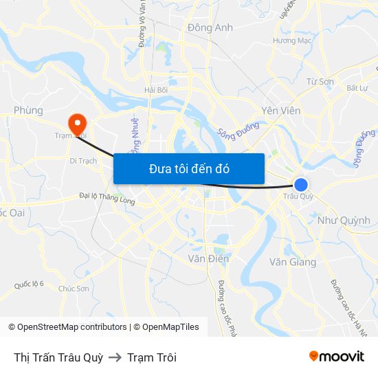 Thị Trấn Trâu Quỳ to Trạm Trôi map