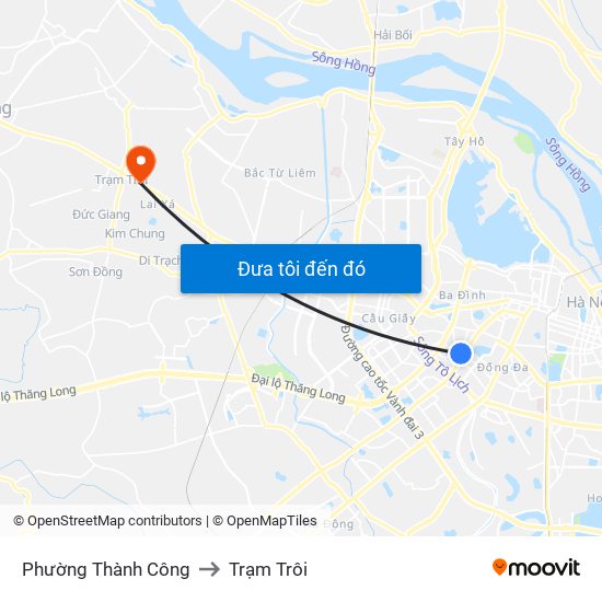 Phường Thành Công to Trạm Trôi map