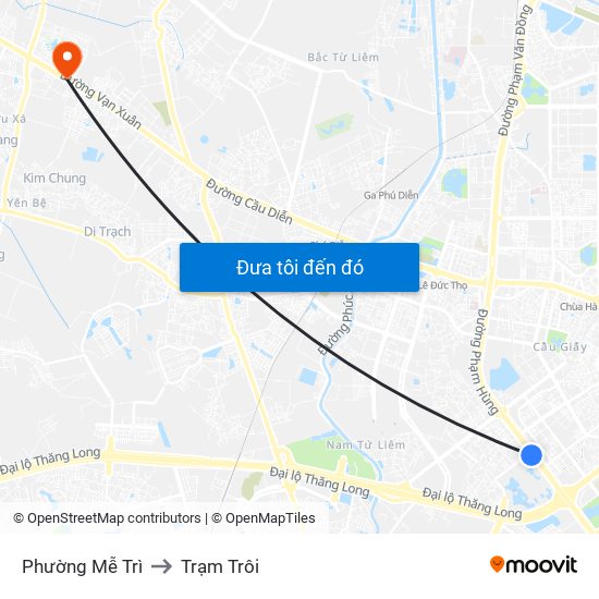 Phường Mễ Trì to Trạm Trôi map