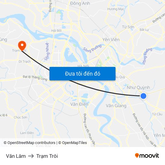 Văn Lâm to Trạm Trôi map