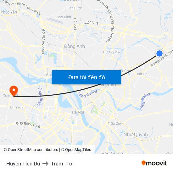 Huyện Tiên Du to Trạm Trôi map