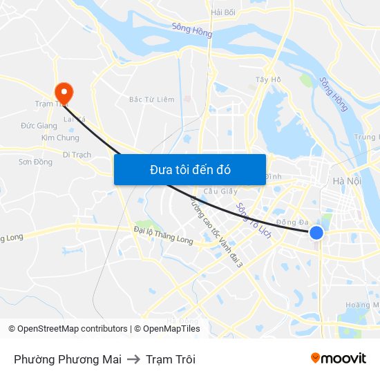 Phường Phương Mai to Trạm Trôi map