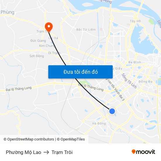 Phường Mộ Lao to Trạm Trôi map