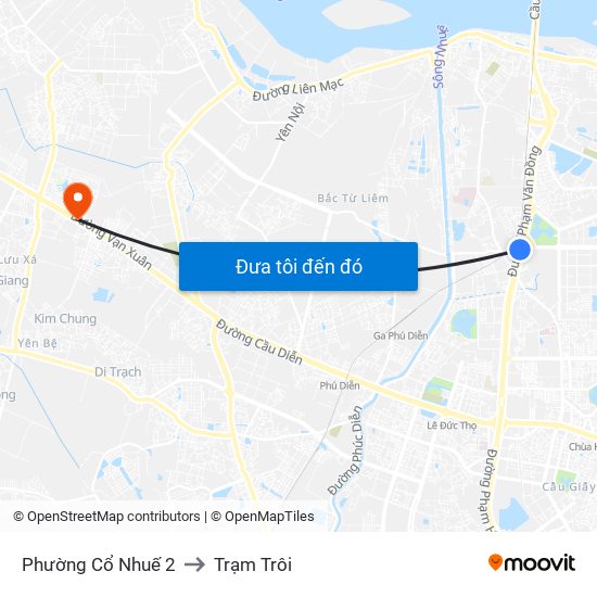 Phường Cổ Nhuế 2 to Trạm Trôi map