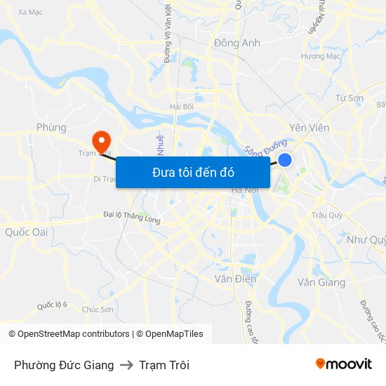 Phường Đức Giang to Trạm Trôi map