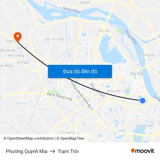 Phường Quỳnh Mai to Trạm Trôi map