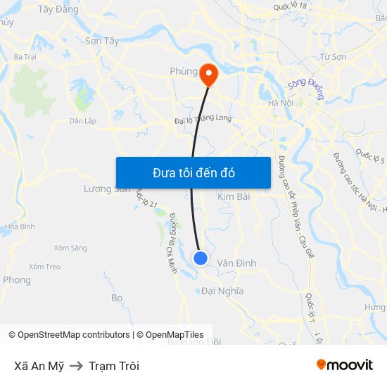 Xã An Mỹ to Trạm Trôi map