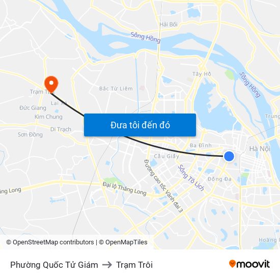 Phường Quốc Tử Giám to Trạm Trôi map