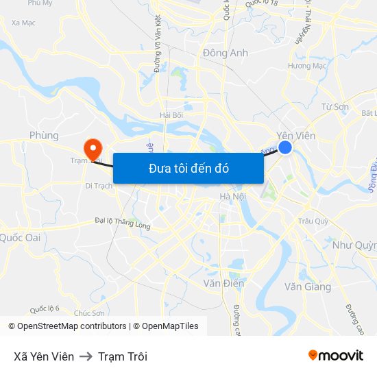 Xã Yên Viên to Trạm Trôi map