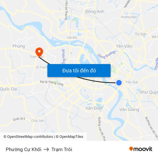 Phường Cự Khối to Trạm Trôi map