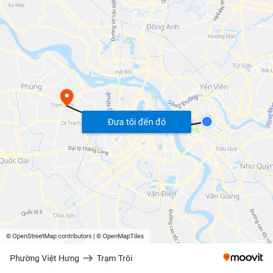 Phường Việt Hưng to Trạm Trôi map