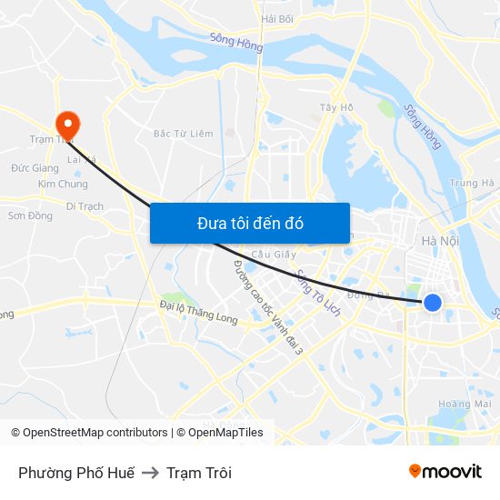 Phường Phố Huế to Trạm Trôi map