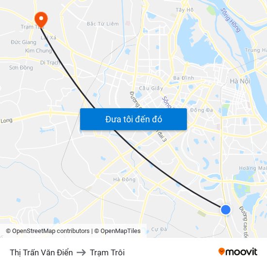 Thị Trấn Văn Điển to Trạm Trôi map