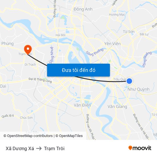 Xã Dương Xá to Trạm Trôi map