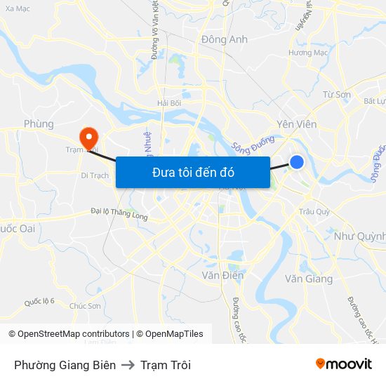 Phường Giang Biên to Trạm Trôi map