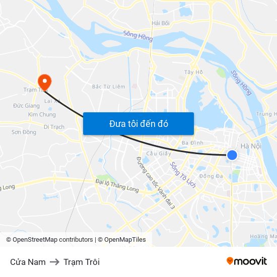 Cửa Nam to Trạm Trôi map